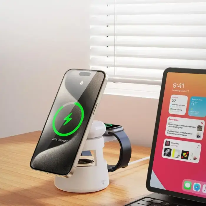 DUZZONA W23 5-in-1 Magnetic Wireless Charging Station with Bluetooth Speaker Фото num