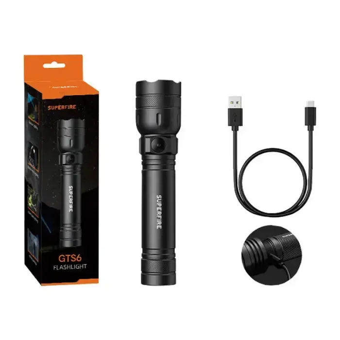Superfire GTS6 flashlight, 360 lm, USB-C, 7W, 5 modes, 150m Фото num