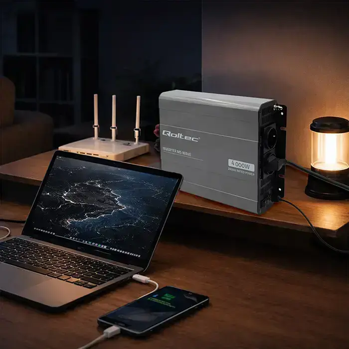 Qoltec MS Wave Voltage Converter | 12V to 230V | 2000/4000W | USB | Compatible with LiFePO4, GEL and AGM batteries Foto 9