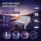 Qoltec Pure Sine Wave Inverter with UPS | 12V to 230V | 1000/2000W | LCD | USB | USB-C | Compatible with LiFePO4 GEL AGM  Foto 2