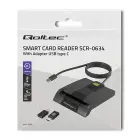 Qoltec Intelligent Smart ID chip card reader SCR-0634 | USB 2.0 + USB-C Adapter  Photo