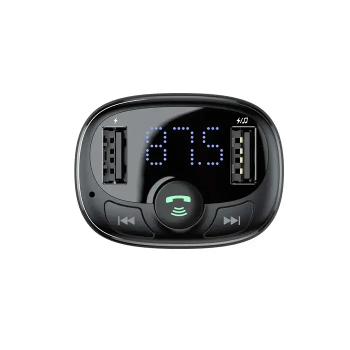 Baseus FM Transmitter T typed Bluetooth 2xUSB microSD (Black) Фото num