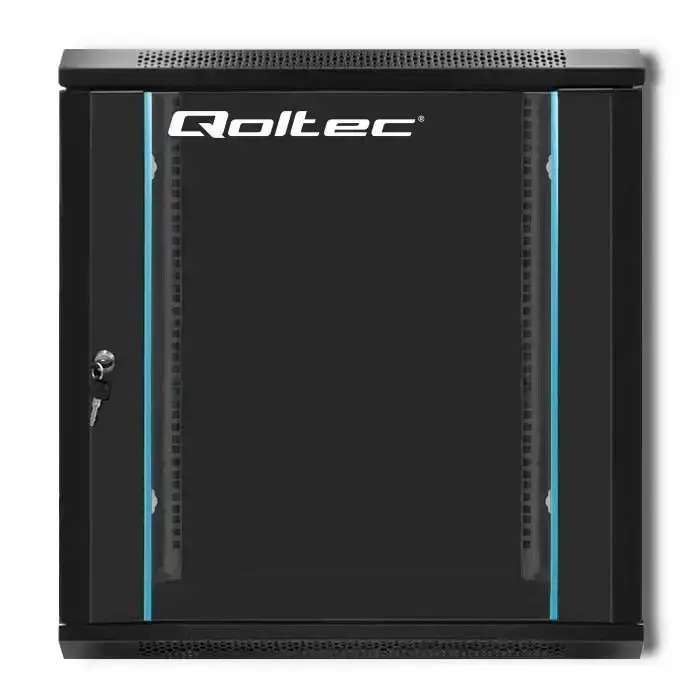 Qoltec RACK Cabinet 19 "| 12U | 600 x 635 x 600 | Tempered doors | Hanging | Steel case | Lock | Black Foto 6