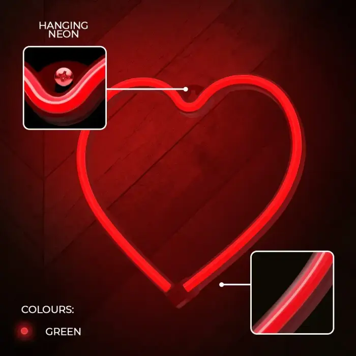 Neon LED Light HEART red Bat + USB FLNE07 Forever Light Фото num