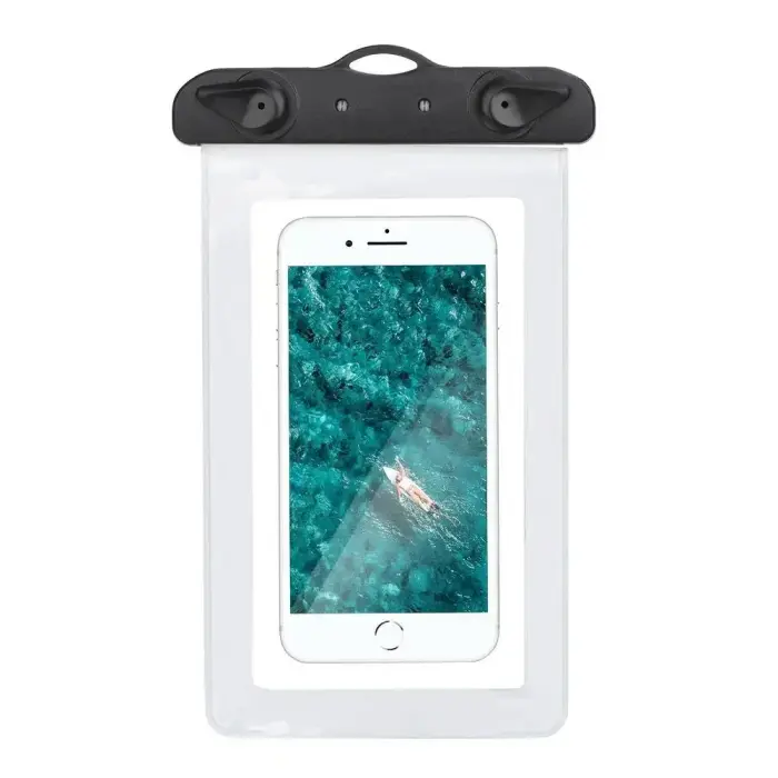 Waterproof bag for mobile phone with plastic closing white Фото num