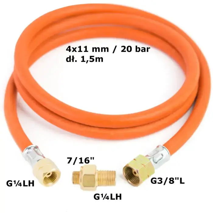 Reduction connection to a tourist gas cylinder G 3/8" L - 7/16" hose 1.5 m Foto 2