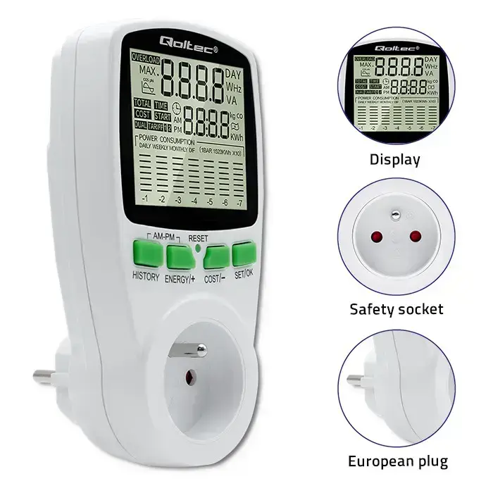Qoltec Power meter PM0627 with history | 3680W | 16A | LCD Foto 12