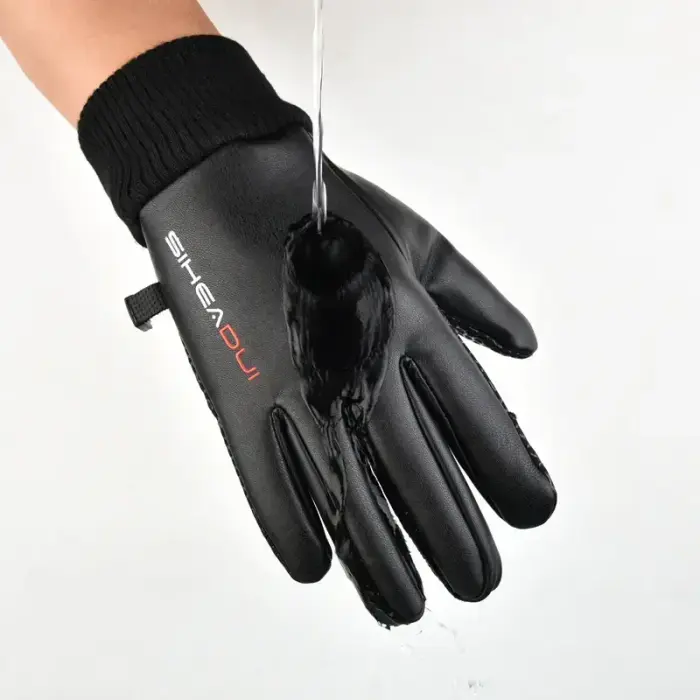 Men's insulated, anti-slip telephone gloves - black Foto 6