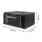 Qoltec RACK Cabinet 19" | 4U | 600 x 280 x 450 | Tempered doors | Hanging | Steel case | Lock | Black Фото num