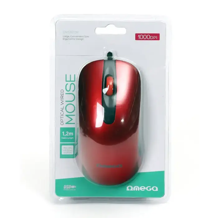 Omega OM0520R computer mouse | 1000 DPI | USB | red Photo