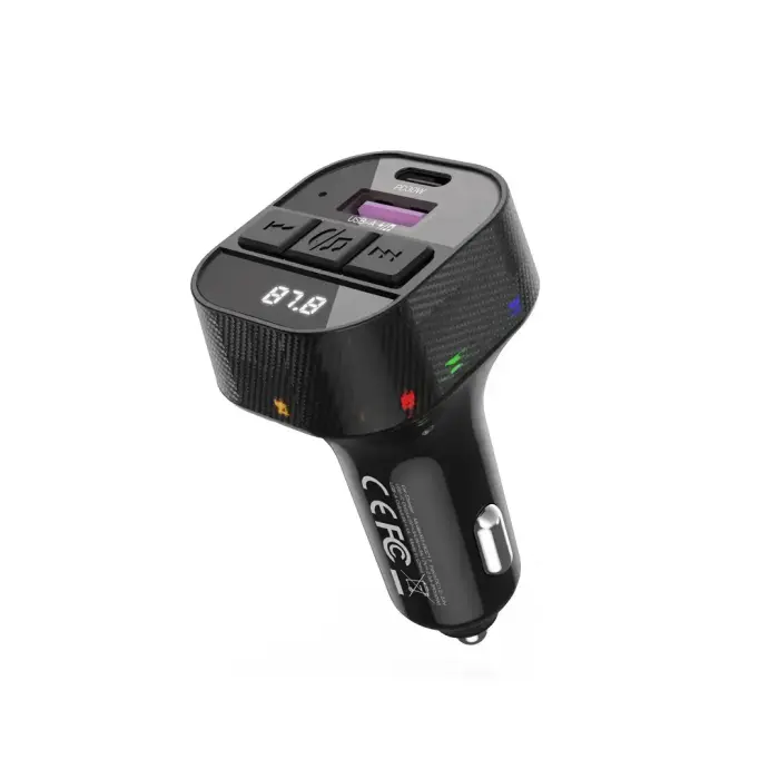 XO transmitter FM BCC17 Bluetooth MP3 car charger 30W black + cable USB-C - USB-C Фото num