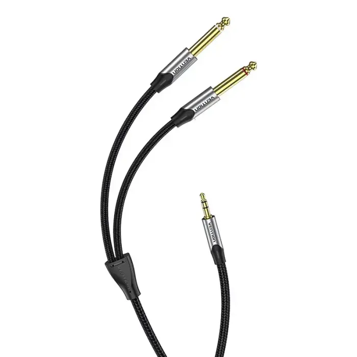 Audio cable mini jack 3.5mm to 2x jack 6.35mm male Vention BARHK 8m Foto 10
