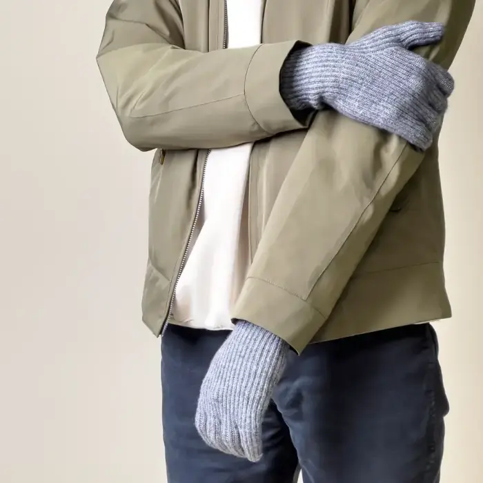 Braided telephone gloves with cut-outs for fingers - gray Foto 11