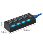 Переходник (разветвитель) Fusion USB 3.0 на 4 x USB 3.0 | 5 Гбит|с с отдельными кнопками включения и выключения черный Фото num