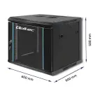 Qoltec RACK Cabinet 19" | 9U | 600 x 500 x 600 | Tempered doors | Hanging | Steel case | Lock | Black Foto 3