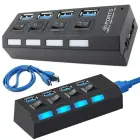 Переходник (разветвитель) Fusion USB 3.0 на 4 x USB 3.0 | 5 Гбит|с с отдельными кнопками включения и выключения черный Фото num