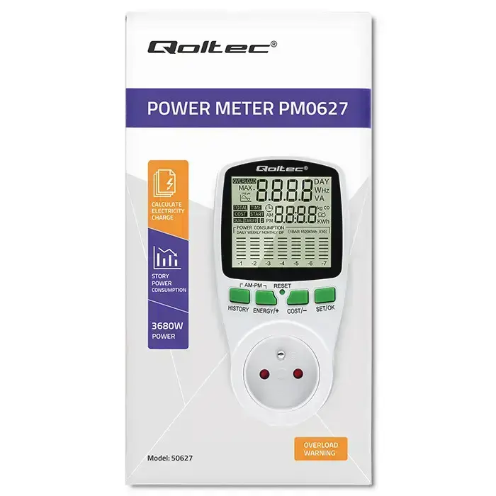 Qoltec Power meter PM0627 with history | 3680W | 16A | LCD Foto 35