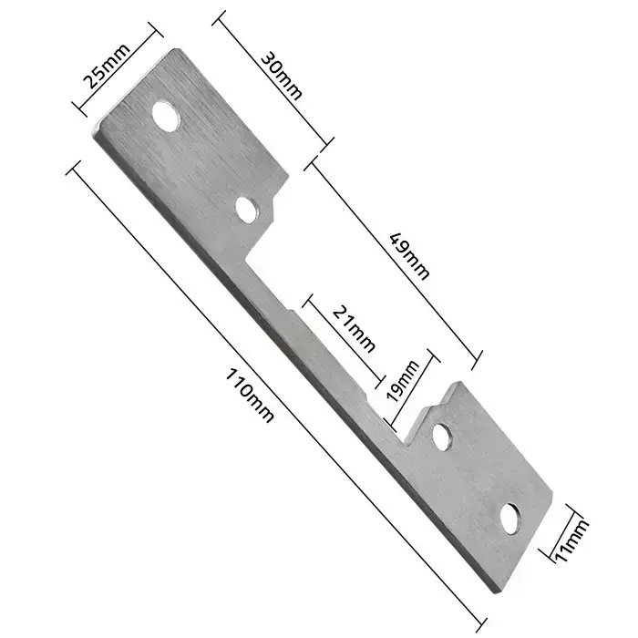 Qoltec Double-sided straight plate for electric door strike | Catch plate | 110mm | Stainless steel Photo