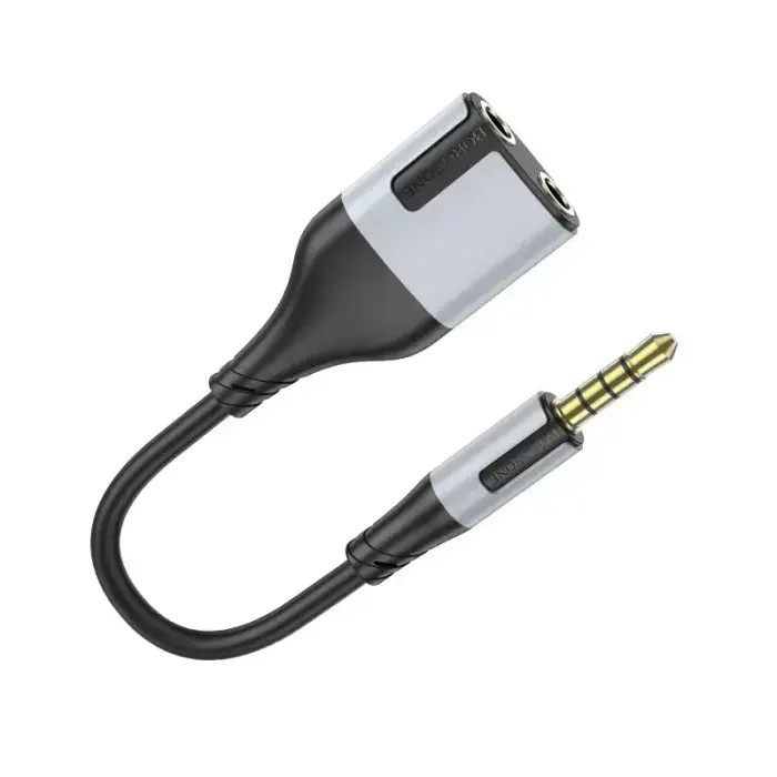 Borofone Cable BL19 Creator 2 in 1 - jack 3,5mm male to 2xjack 3,5mm female - 15 cm black Photo