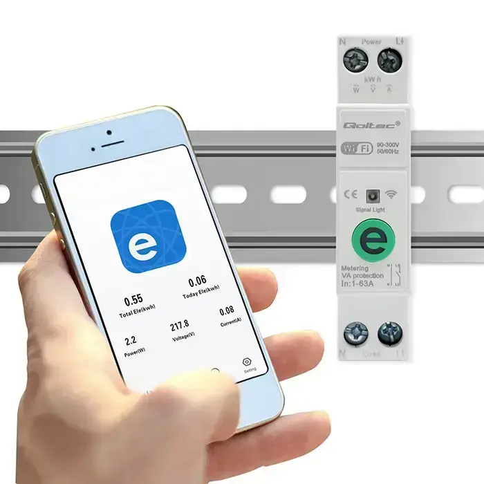 Qoltec Wi-fi DIN rail relay with electricity meter 63A| eWeLink by Sonoff | Wi-Fi | LED Фото num