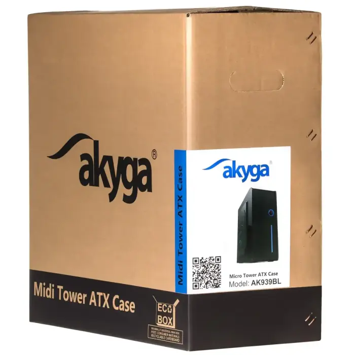 Case Midi ATX Akyga AK939BL 2x USB 2.0 black w|o PSU Photo