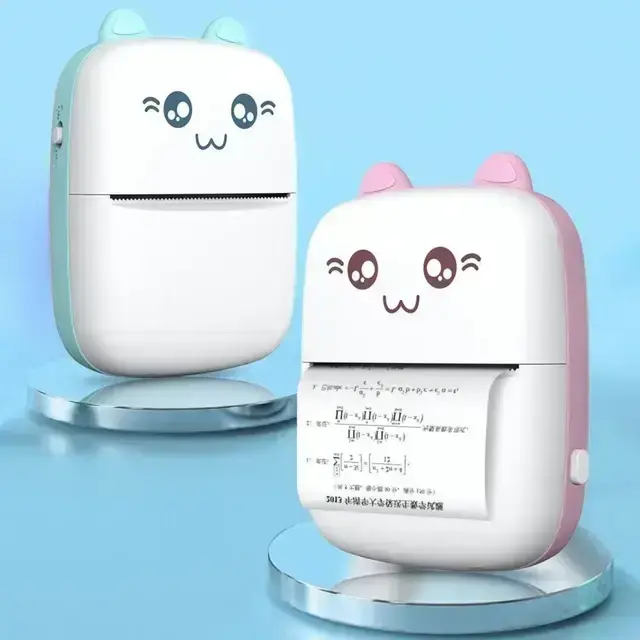 HURC9 Bluetooth Thermal Printer Kitty Mini with App - Blue Фото num