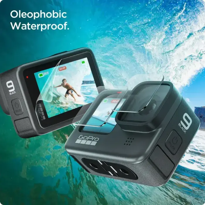 SPIGEN GLAS.TR SLIM RŪDĪTS STIKLS + PLĒVE 2 KOMPLEKTIEM GOPRO HERO 9 | 10 | 11 | 12 CAURSPĪDĪGS Foto 6
