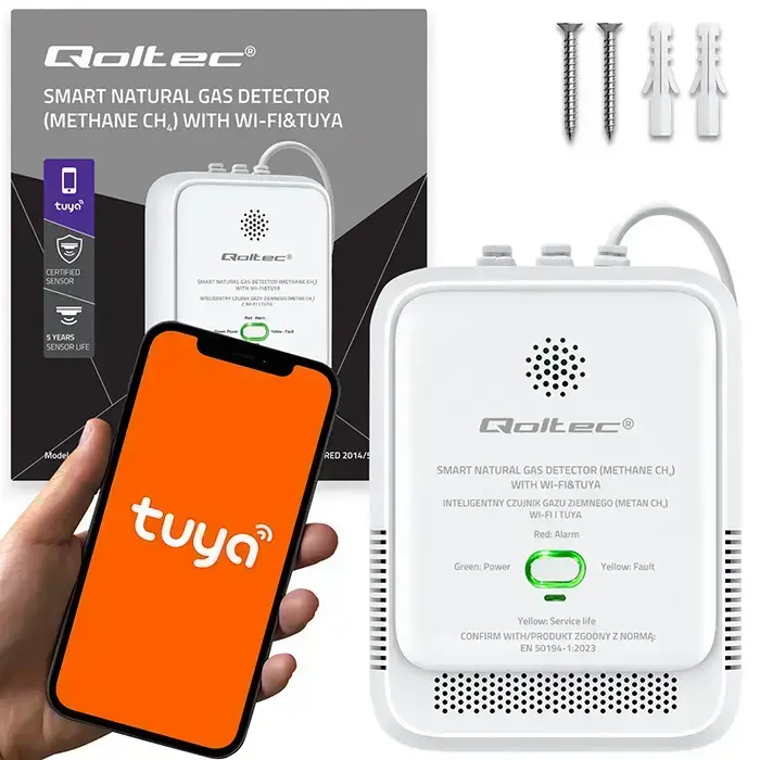 Qoltec Certified Natural Gas Leak Sensor | CH4 detector | NG | Tuya | Wi-Fi | 85dB alarm | LED  Фото num