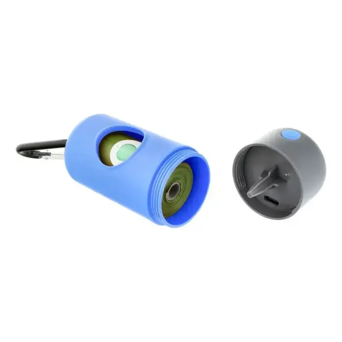 Dog excrement bag dispenser with carabiner and flashlight LLFG24033 blue Фото num