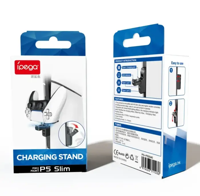iPega P5S040 Charger Dock for Controller for PS5 Slim/PS5 Pro Black Фото num