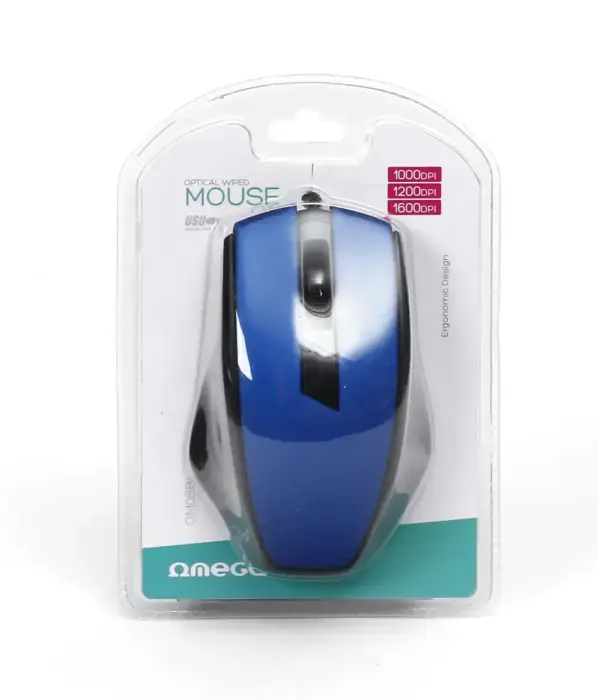 Omega OM08BL computer mouse | 1000 DPI | USB | blue Photo
