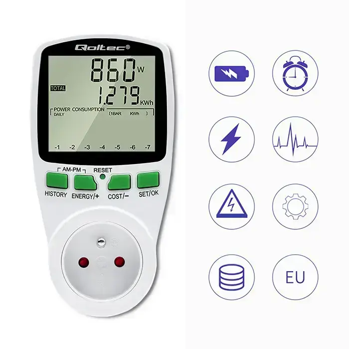 Qoltec Power meter PM0627 with history | 3680W | 16A | LCD Foto 10