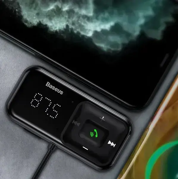 Wireless Bluetooth FM transmitter with charger Baseus S-16 (Overseas edition) - black Фото num