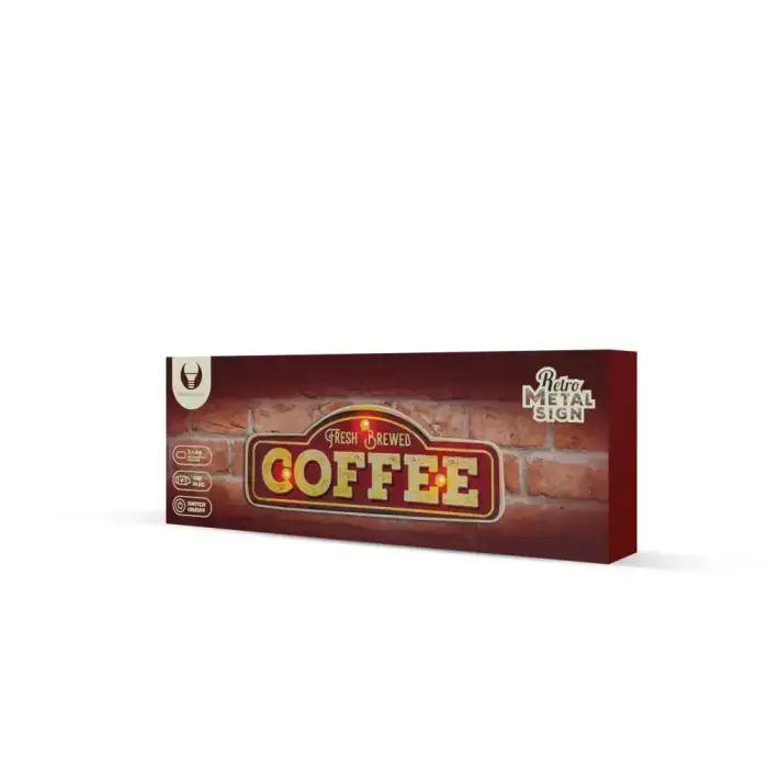RETRO Metal Sign LED Fresh Brewed Coffee Forever Light Foto 3