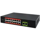 Qoltec Fast Ethernet PoE SWITCH | 16x RJ45 10/100 Mb/s |  2x RJ45 Uplink 1000 Mb/s | 1x SFP 1000 Mb/s Photo