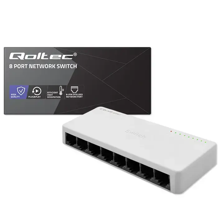 Qoltec Network SWITCH | 8 x RJ45 port | 100Mbps | Fast Ethernet | LAN Фото num