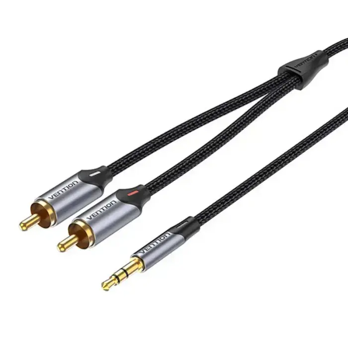 2xRCA cable (Cinch) jack to 3.5mm Vention BCNBL 10m (grey) Foto 1
