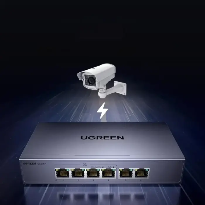 Switch Ugreen 6-Port 1Gb/s Ethernet Switch with PoE - Gray Foto 8