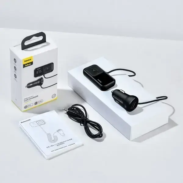 Wireless Bluetooth FM transmitter with charger Baseus S-16 (Overseas edition) - black Фото num