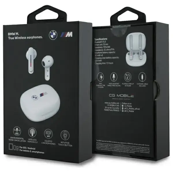 BMW słuchawki Bluetooth BMBEMIATP20LOH    TWS + stacja dokująca biały|white Printed Logos Foto 6