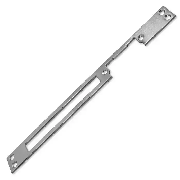 Qoltec Double-sided straight plate for electric door strike | Catch plate | 250mm | Stainless steel Photo