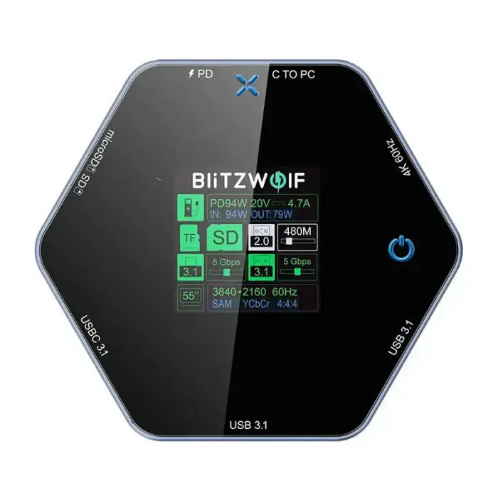 Blitzwolf 8in1 docking station BW-TH16 USB 100W LCD Smart Display Фото num