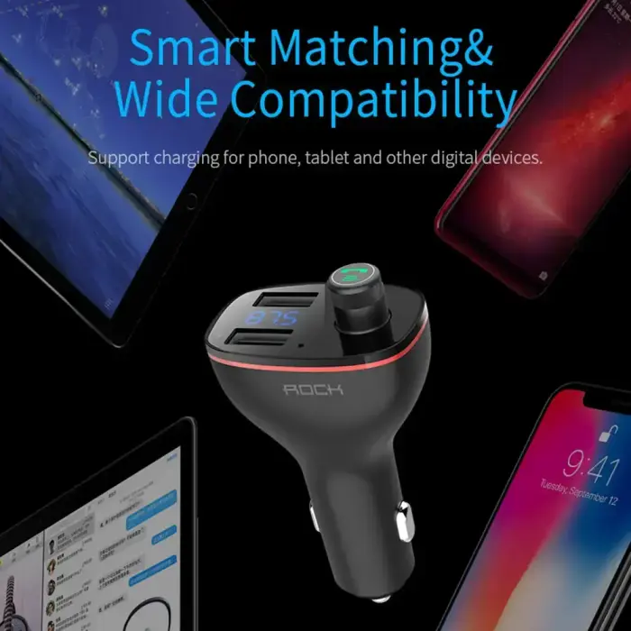 Rock Transmiter FM B300 MP3, Bluetooth - 2xUSB - black Photo