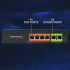 Qoltec FAST Ethernet PoE SWITCH | 4x RJ45 PoE | 2x RJ45 Uplink | 65W | 10/100 Mb/s Photo