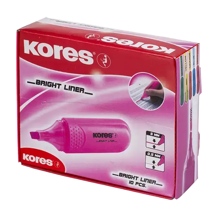 Teksta marķieris KORES BRIGHT LINER rozā Photo