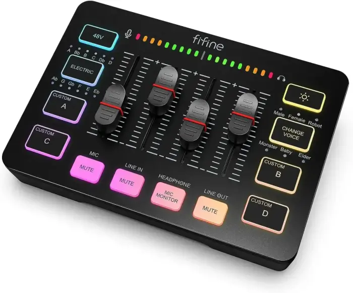 Fifine SC3 audio mikseris RGB | Straumēšana | XLR | 48V | Vokāls melns Foto 1