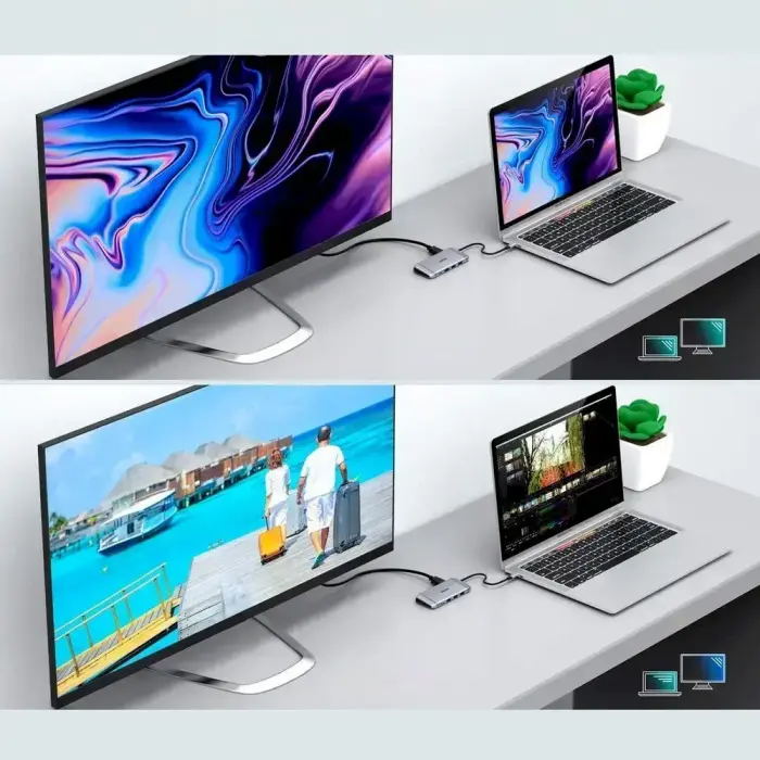 Choetech 9in1 multifunctional USB Type C HUB - 3x USB 3.2 Gen 1 | SD and TF memory card reader | HDMI 4K 30Hz | VGA Full HD 60Hz | USB Type C | RJ45 gray (HUB-M15 gray) Фото num