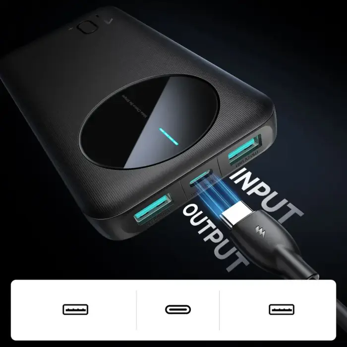Joyroom JR-PBF12 внешний аккумулятор (powerbank) | 10000 mAh | 12W | USB-A, USB-C | черный Фото num