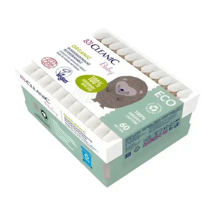 Ватные диски для младенцев Cleanic Baby Eco, 60 шт., в бумажной упаковке. Фото num