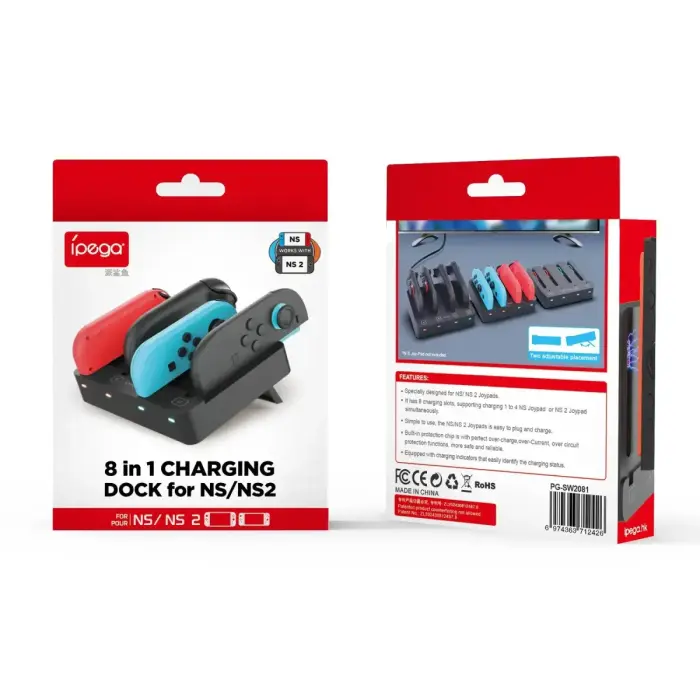 iPega SW2081 Charger Dock for JoyCon Controllers Nintendo Switch 1/2 Black Foto 3